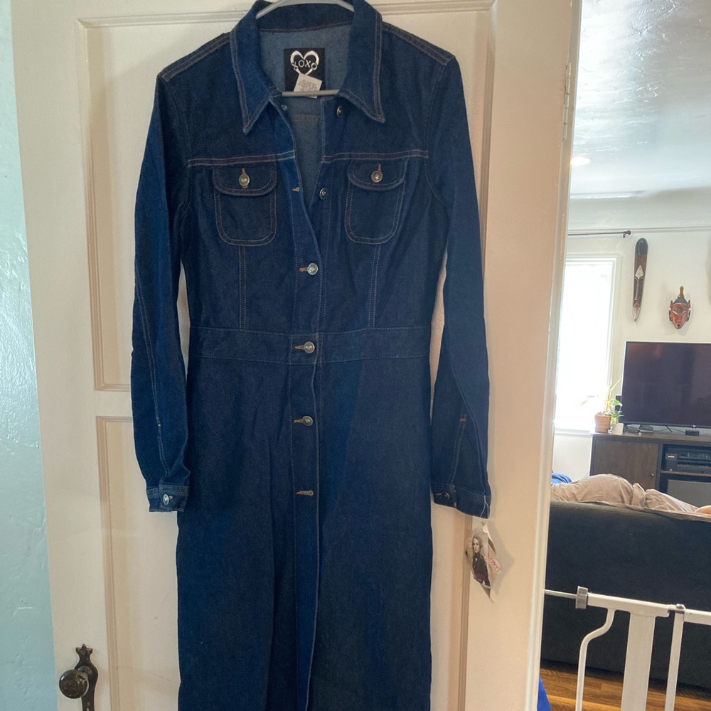 Full length denim jean jacket